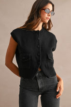 Load image into Gallery viewer, NEWEST ARRIVAL Black Knit Button Down Vest
