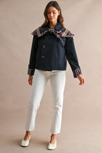 Load image into Gallery viewer, NEWEST ARRIVAL Reversible Navy Plaid Cape Jacket
