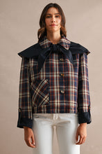 Load image into Gallery viewer, NEWEST ARRIVAL Reversible Navy Plaid Cape Jacket
