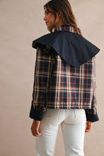 Load image into Gallery viewer, NEWEST ARRIVAL Reversible Navy Plaid Cape Jacket
