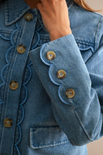 Load image into Gallery viewer, NEWEST ARRIVAL Denim Scallop Placket Peter Pan Jacket
