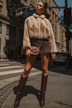 Load image into Gallery viewer, NEWEST ARRIVAL Black or Chocolate Brown Pleather Crocodile Mini Skirt
