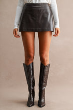 Load image into Gallery viewer, NEWEST ARRIVAL Black or Chocolate Brown Pleather Crocodile Mini Skirt
