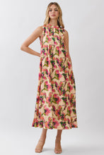 Load image into Gallery viewer, NEWEST ARRIVAL Cream/Chartreuse Green Floral Midi Dress
