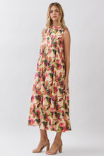 Load image into Gallery viewer, NEWEST ARRIVAL Cream/Chartreuse Green Floral Midi Dress
