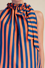 Load image into Gallery viewer, NEWEST ARRIVAL Orange/Blue Striped Halter Tie Blouse
