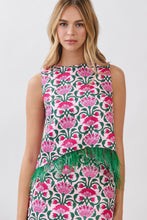 Load image into Gallery viewer, NEWEST ARRIVAL Pink/Green Feather Trim Mini Skirt Set
