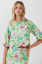 Load image into Gallery viewer, NEWEST ARRIVAL Summer Green Bird Print Scallop Trim Mini Skirt Set
