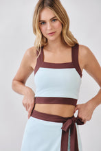 Load image into Gallery viewer, NEWEST ARRIVAL Brown/Baby Blue Athletic Crop Set
