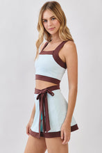 Load image into Gallery viewer, NEWEST ARRIVAL Brown/Baby Blue Athletic Crop Set
