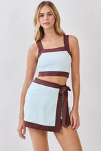 Load image into Gallery viewer, NEWEST ARRIVAL Brown/Baby Blue Athletic Crop Set
