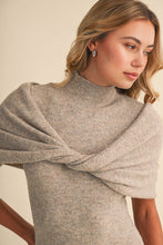 Load image into Gallery viewer, NEWEST ARRIVAL *PREORDER 11/7* Oatmeal Mock Neck Shawl Midi Sweater Dress
