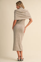 Load image into Gallery viewer, NEWEST ARRIVAL *PREORDER 11/7* Oatmeal Mock Neck Shawl Midi Sweater Dress
