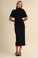 Load image into Gallery viewer, NEWEST ARRIVAL *PREORDER 11/7* Black Mock Neck Shawl Midi Sweater Dress
