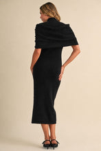 Load image into Gallery viewer, NEWEST ARRIVAL *PREORDER 11/7* Black Mock Neck Shawl Midi Sweater Dress
