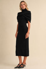 Load image into Gallery viewer, NEWEST ARRIVAL *PREORDER 11/7* Black Mock Neck Shawl Midi Sweater Dress
