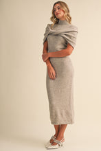 Load image into Gallery viewer, NEWEST ARRIVAL *PREORDER 11/7* Oatmeal Mock Neck Shawl Midi Sweater Dress
