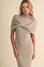 Load image into Gallery viewer, NEWEST ARRIVAL *PREORDER 11/7* Oatmeal Mock Neck Shawl Midi Sweater Dress
