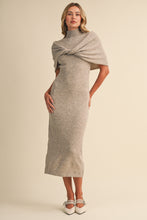 Load image into Gallery viewer, NEWEST ARRIVAL *PREORDER 11/7* Oatmeal Mock Neck Shawl Midi Sweater Dress
