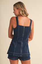 Load image into Gallery viewer, NEWEST ARRIVAL Dark Denim Overlay Fitted Romper
