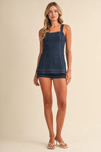 Load image into Gallery viewer, NEWEST ARRIVAL Dark Denim Overlay Fitted Romper
