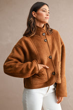 Load image into Gallery viewer, NEWEST ARRIVAL Reversible Sherpa/Suede Front  Button Down Jacket
