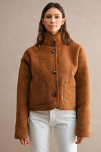 Load image into Gallery viewer, NEWEST ARRIVAL Reversible Sherpa/Suede Front  Button Down Jacket
