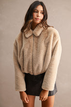 Load image into Gallery viewer, NEWEST ARRIVAL Light Mocha Fur Crop Jacket
