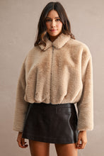 Load image into Gallery viewer, NEWEST ARRIVAL Light Mocha Fur Crop Jacket
