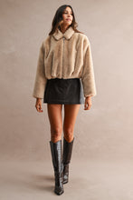Load image into Gallery viewer, NEWEST ARRIVAL Light Mocha Fur Crop Jacket
