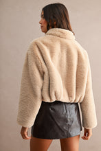 Load image into Gallery viewer, NEWEST ARRIVAL Light Mocha Fur Crop Jacket
