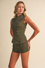 Load image into Gallery viewer, NEWEST ARRIVAL Olive Green Military Micro Shorts Set
