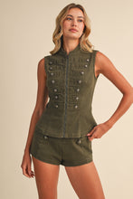 Load image into Gallery viewer, NEWEST ARRIVAL Olive Green Military Micro Shorts Set
