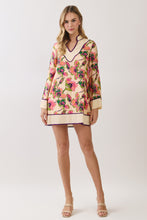 Load image into Gallery viewer, NEWEST ARRIVAL *PREORDER 7/29* Tan Floral Long Sleeve Shift Dress
