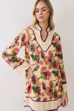 Load image into Gallery viewer, NEWEST ARRIVAL *PREORDER 7/29* Tan Floral Long Sleeve Shift Dress
