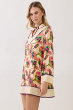 Load image into Gallery viewer, NEWEST ARRIVAL *PREORDER 7/29* Tan Floral Long Sleeve Shift Dress
