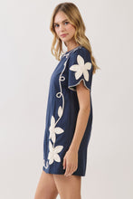 Load image into Gallery viewer, NEWEST ARRIVAL *PREORDER 7/29* Navy Floral Applique Dress
