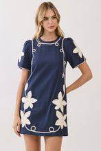 Load image into Gallery viewer, NEWEST ARRIVAL *PREORDER 7/29* Navy Floral Applique Dress
