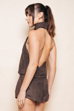Load image into Gallery viewer, NEWEST ARRIVAL Brown Suede Bubble Halter Top
