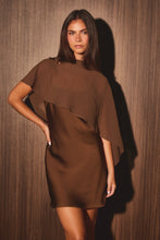 Load image into Gallery viewer, NEWEST ARRIVAL Brown Cape Satin Slip Dress
