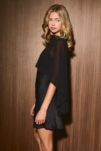 Load image into Gallery viewer, NEWEST ARRIVAL Black Cape Satin Slip Dress
