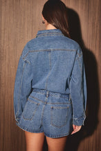 Load image into Gallery viewer, NEWEST ARRIVAL Denim Long Sleeve Wrap Skort Romper
