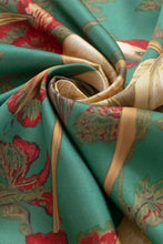 Load image into Gallery viewer, NEWEST ARRIVAL *PREORDER 9/3* Satin Tassel Fringe Crane Print Scarf
