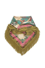 Load image into Gallery viewer, NEWEST ARRIVAL *PREORDER 9/3* Satin Tassel Fringe Crane Print Scarf
