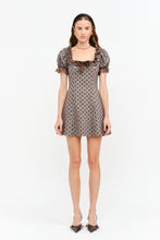 Load image into Gallery viewer, NEWEST ARRIVAL Mocha/Black Polka Dot Ruffle Trim Mini Dress
