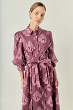 Load image into Gallery viewer, NEWEST ARRIVAL Mauve Floral Button Down Midi Dress
