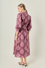 Load image into Gallery viewer, NEWEST ARRIVAL Mauve Floral Button Down Midi Dress
