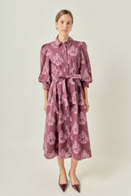 Load image into Gallery viewer, NEWEST ARRIVAL Mauve Floral Button Down Midi Dress
