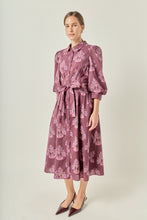 Load image into Gallery viewer, NEWEST ARRIVAL Mauve Floral Button Down Midi Dress
