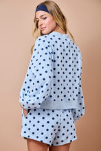 Load image into Gallery viewer, NEWEST ARRIVAL Blue/Navy Polka Dot Sweater Shorts Set
